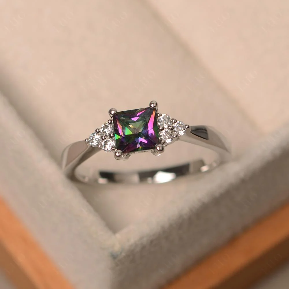Princess Cut Mystic Topaz Petite Ring - Image 29