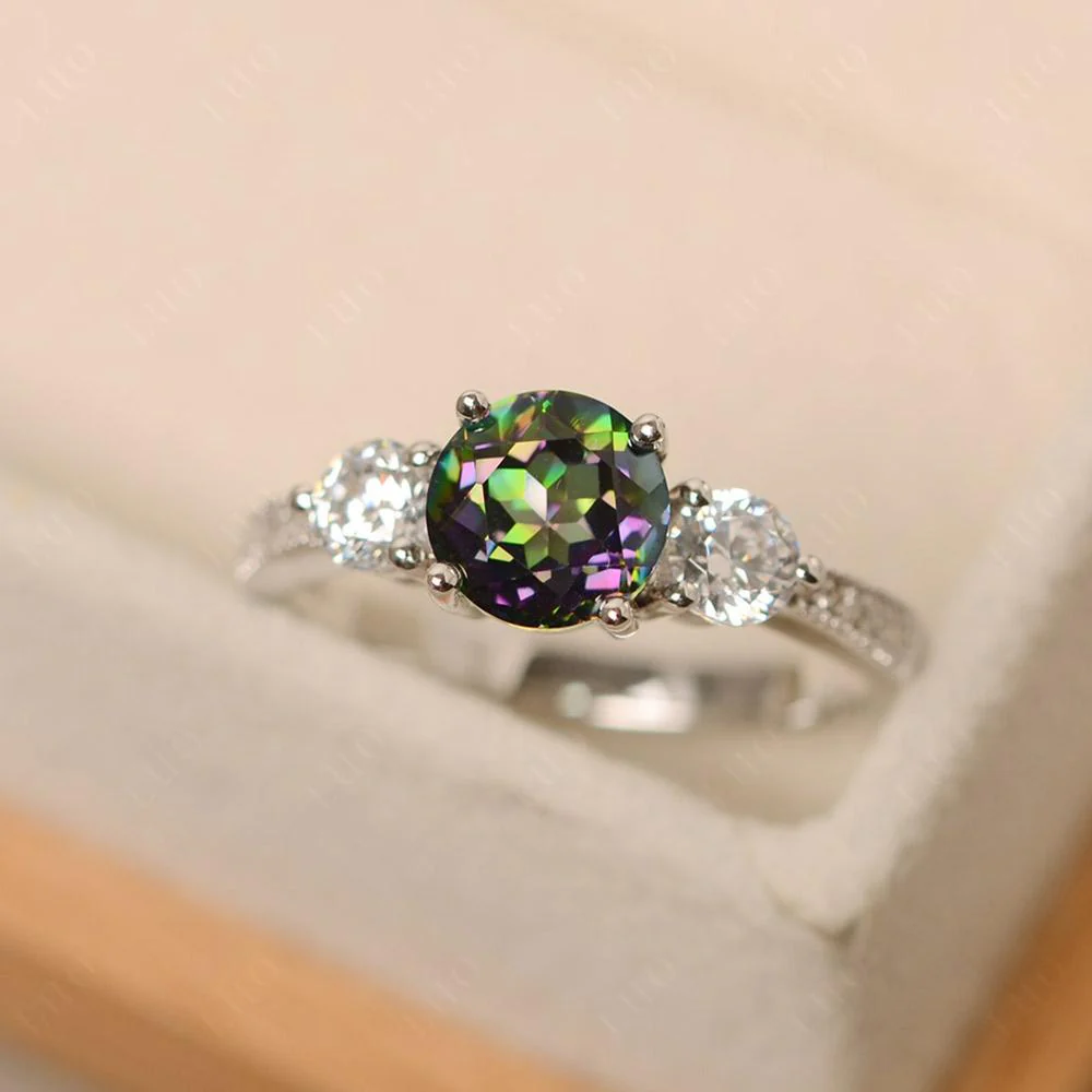 Mystic Topaz 3 Stone Engagement Ring - Image 10