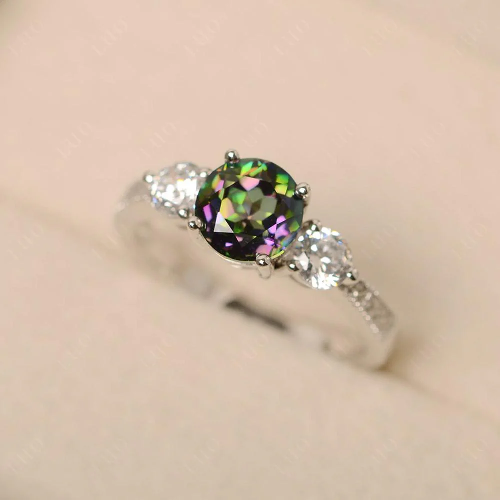 Mystic Topaz 3 Stone Engagement Ring - Image 11