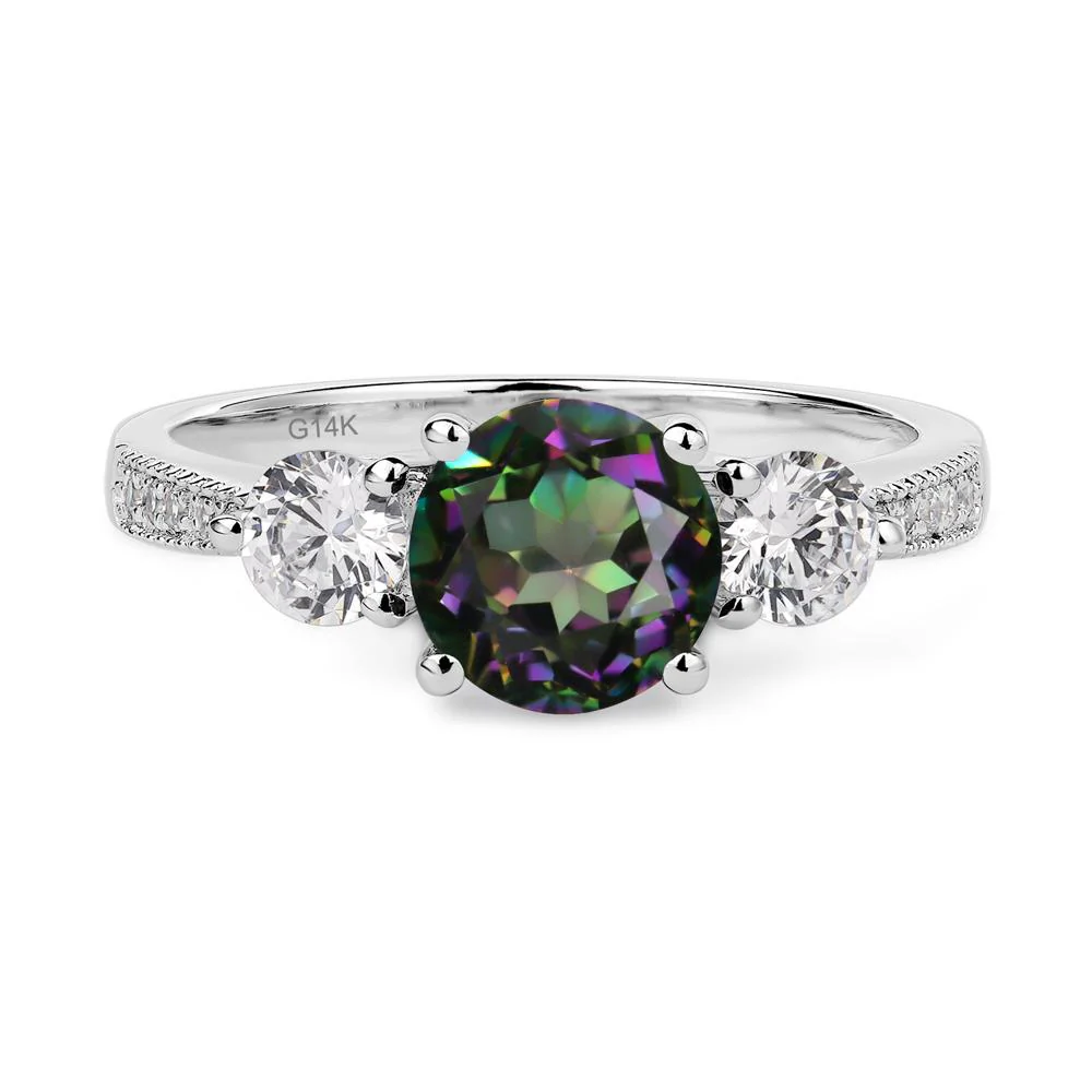 Mystic Topaz 3 Stone Engagement Ring - Image 4