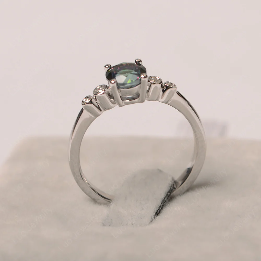 Mystic Topaz Ring Round Cut Engagement Ring - Image 2