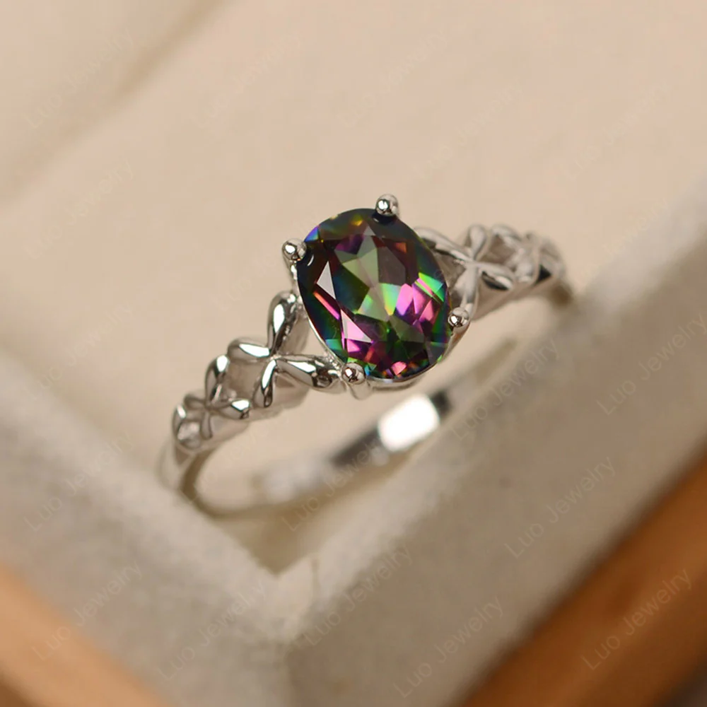 Mystic Topaz Solitaire Oval Engagement Ring - Image 2