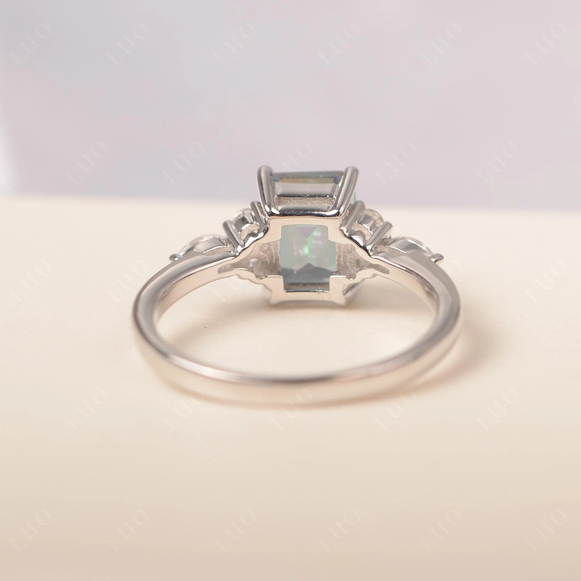 Simple Emerald Cut Mystic Topaz Ring - Image 31