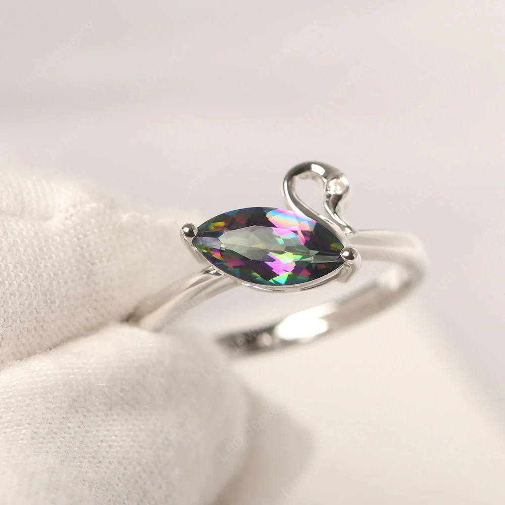 Mystic Topaz Swan Engagement Ring