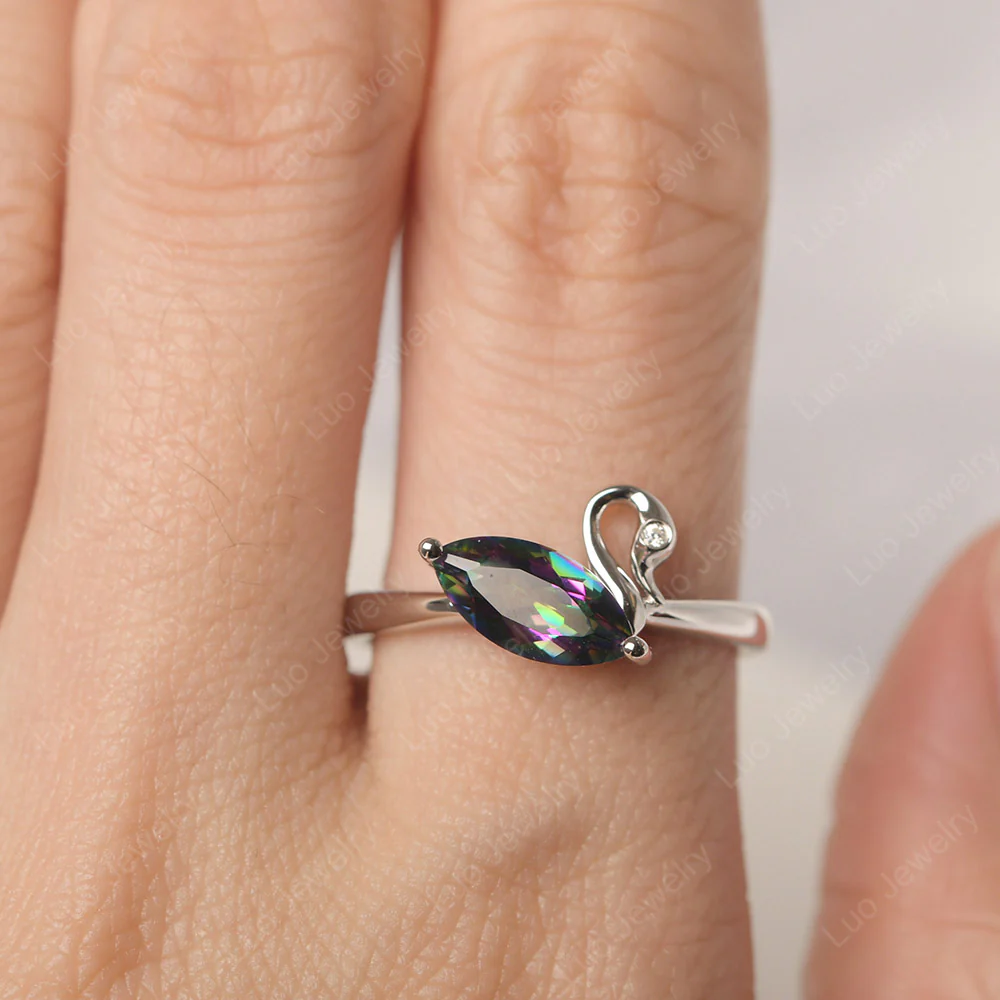 Mystic Topaz Swan Engagement Ring - Image 5