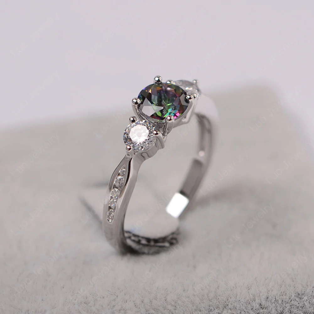 Mystic Topaz Three Stone Engagement Ring - Image 2