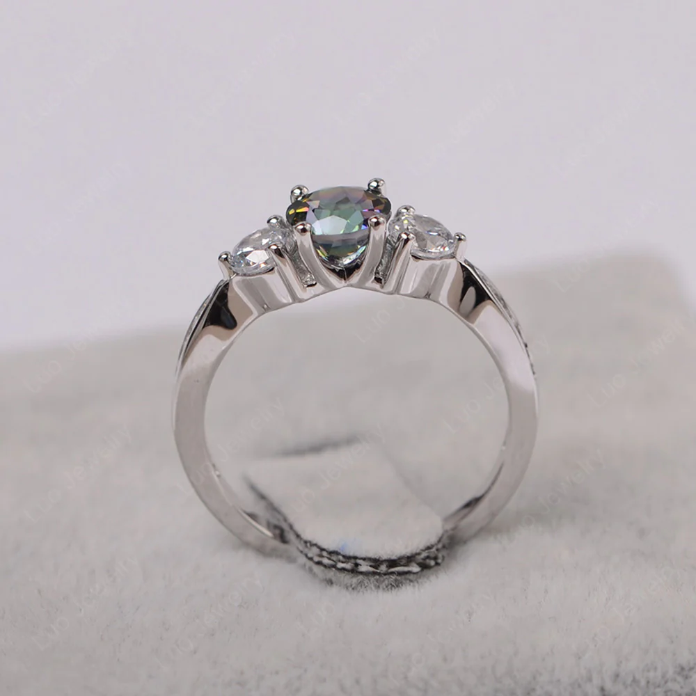 Mystic Topaz Three Stone Engagement Ring - Image 3