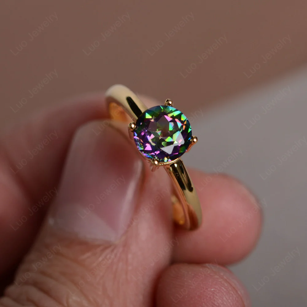 Mystic Topaz Solitaire Ring