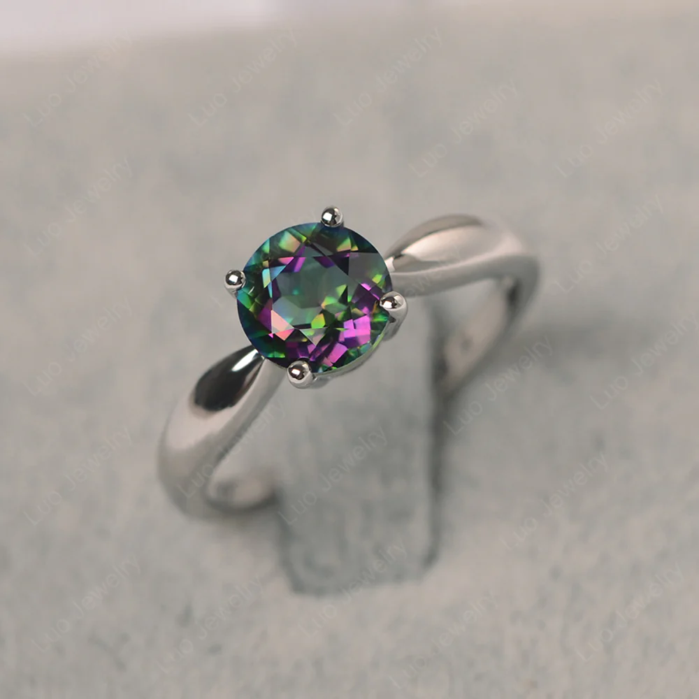 Mystic Topaz Round Solitaire Ring