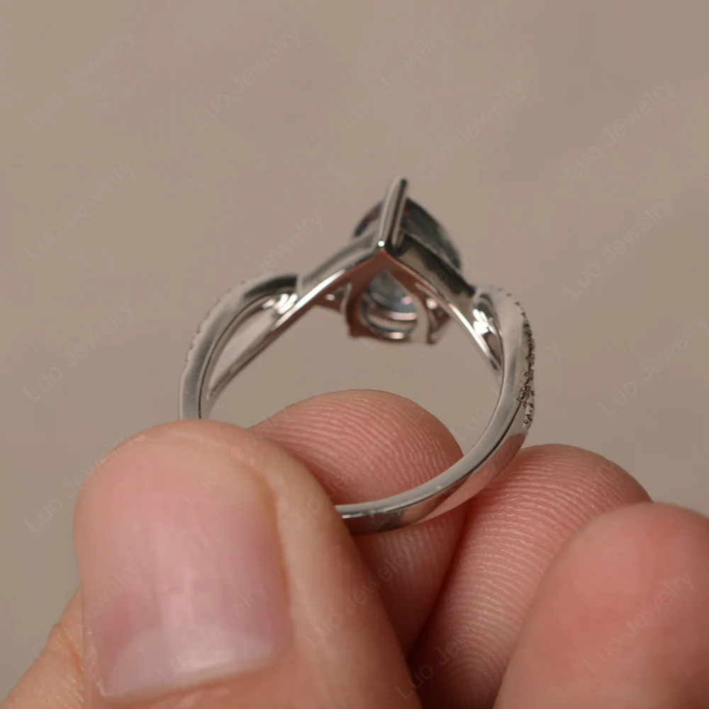 Mystic Topaz Split Shank Pear Engagement Ring - Image 2