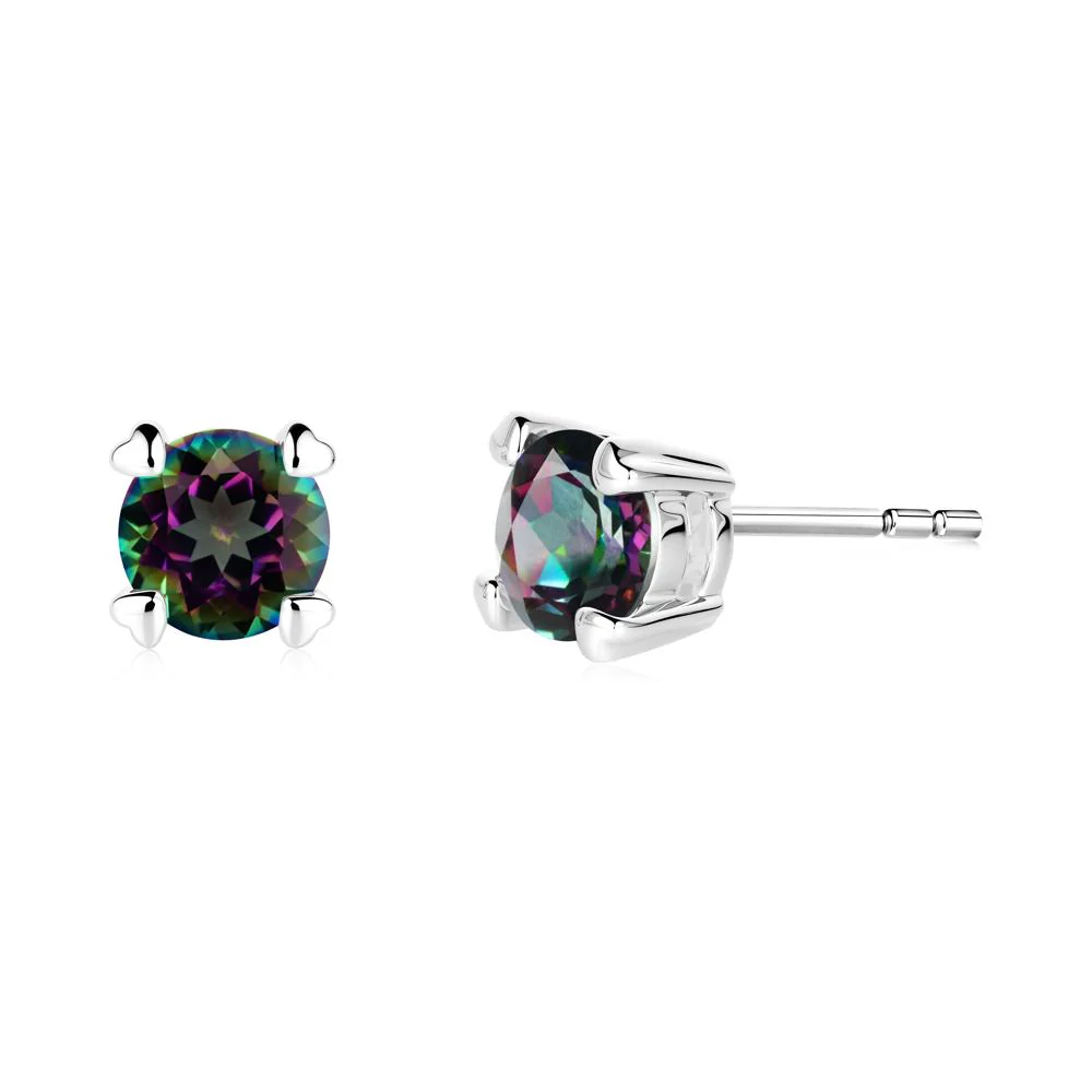 Mystic Topaz Stud Earrings with Heart Prongs