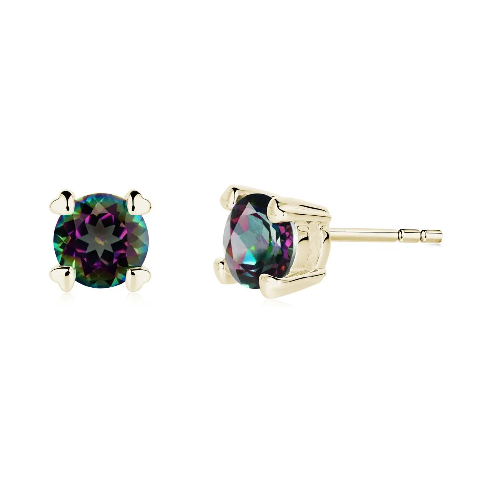 Mystic Topaz Stud Earrings with Heart Prongs - Image 2