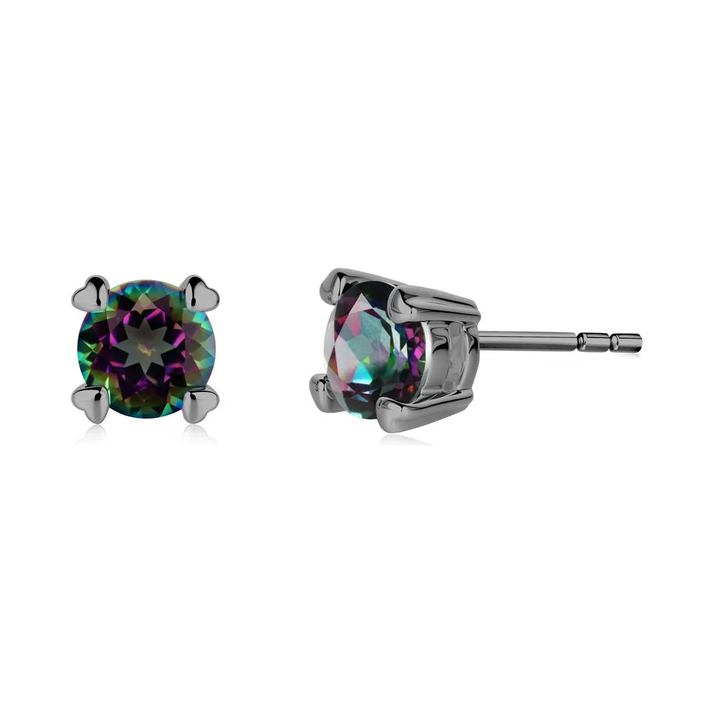 Mystic Topaz Stud Earrings with Heart Prongs - Image 3