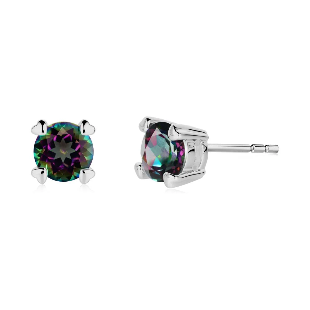 Mystic Topaz Stud Earrings with Heart Prongs - Image 7
