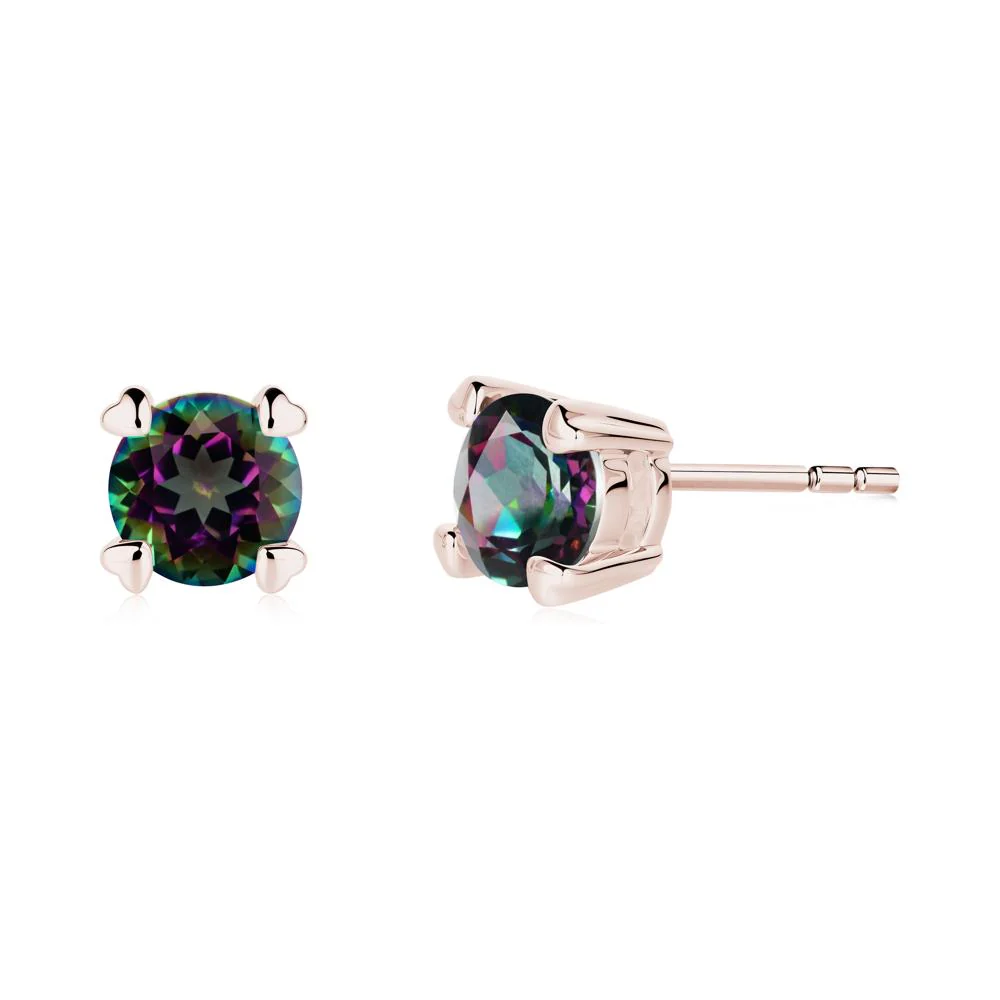 Mystic Topaz Stud Earrings with Heart Prongs - Image 9