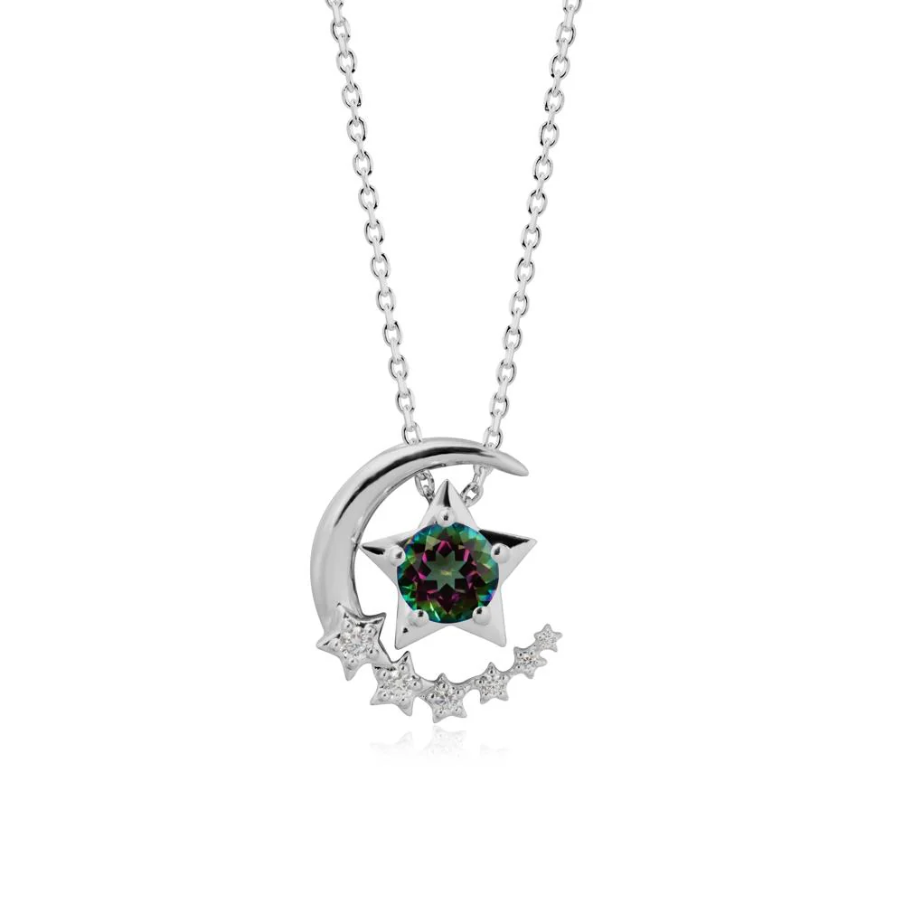 Mystic Topaz Swinging Star and Crescent Moon Necklace - Image 8