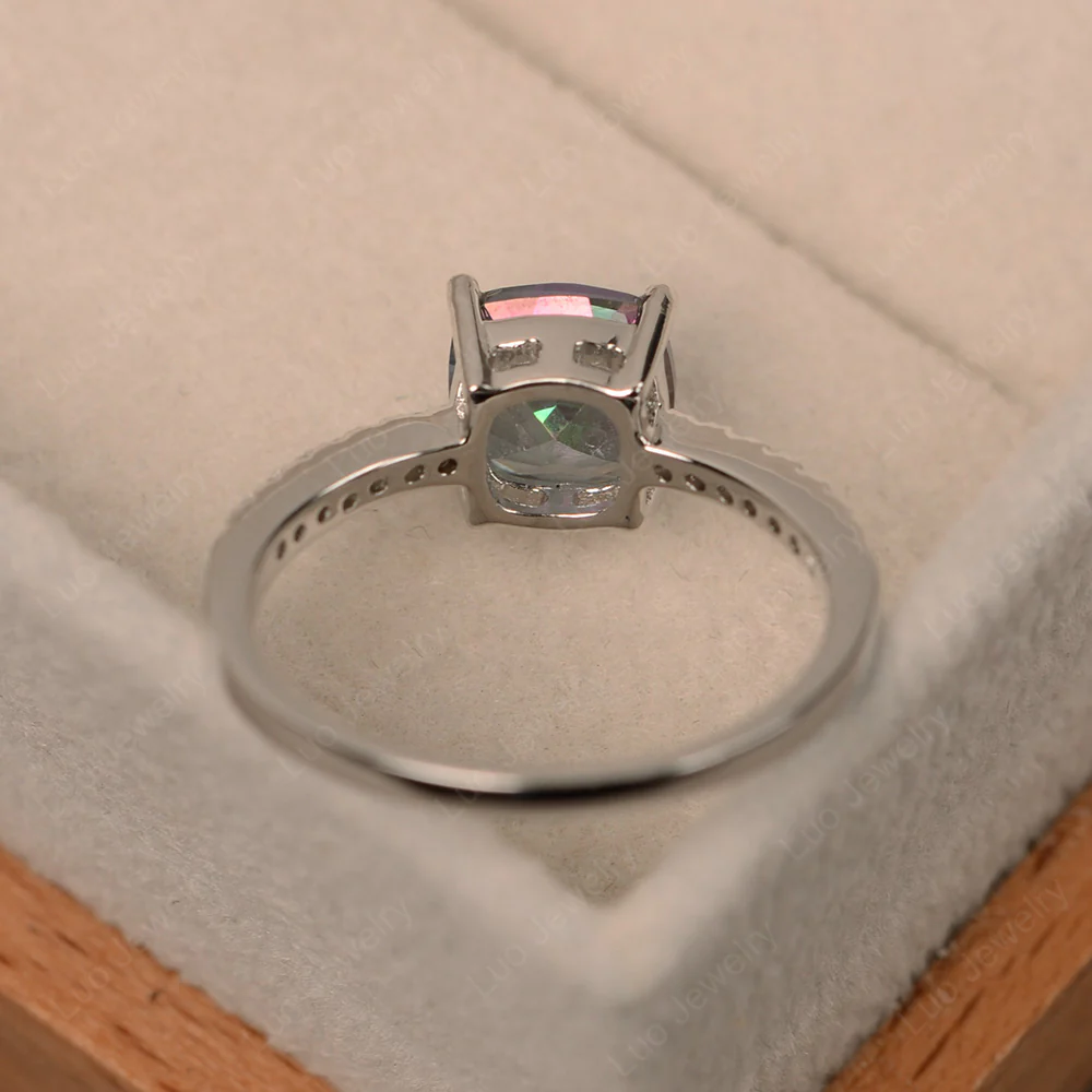 Cushion Cut Mystic Topaz Promise Ring - Image 3