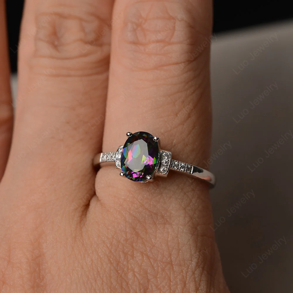 Petite Oval Mystic Topaz Ring - Image 4