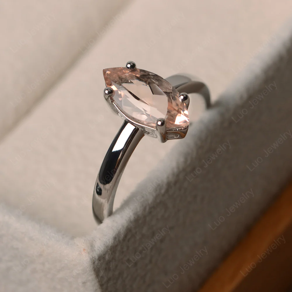 Morganite Marquise Solitaire Engagement Ring - Image 3