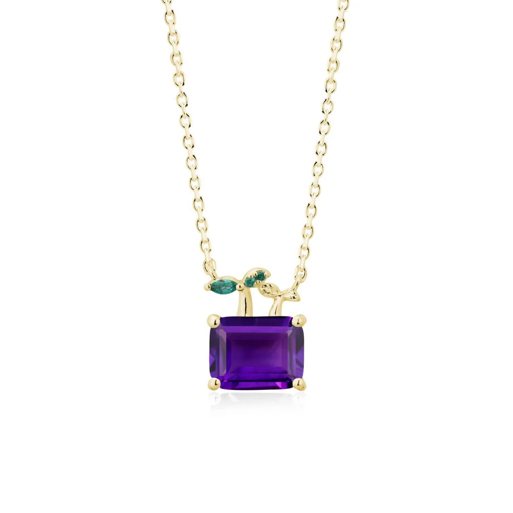 Nature Inspired Amethyst and Emerald Pendant Necklace - Image 6