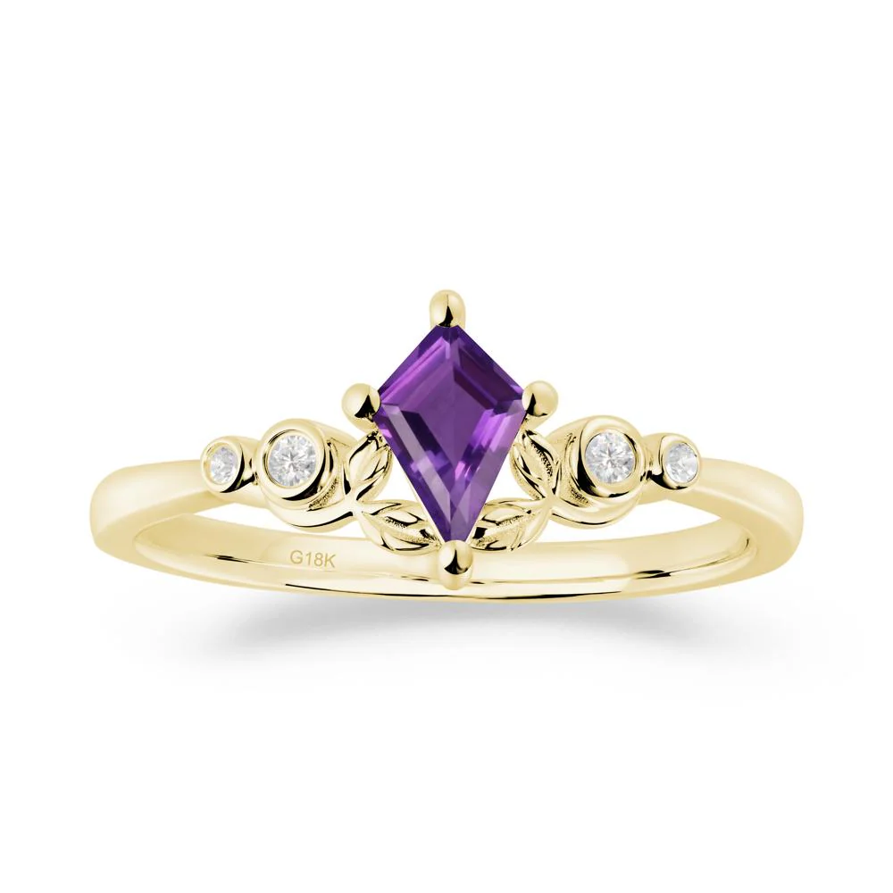 Nature Inspired Amethyst Leaf Wedding Ring - Image 3