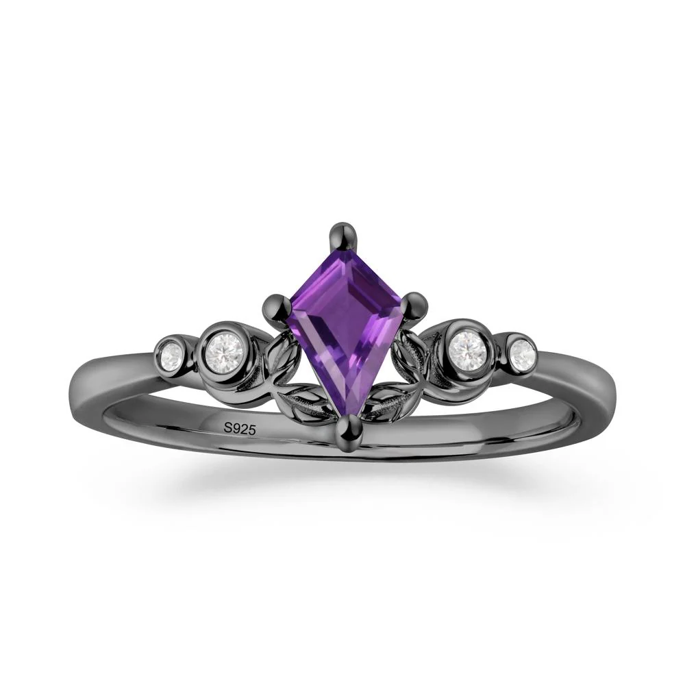 Nature Inspired Amethyst Leaf Wedding Ring - Image 4