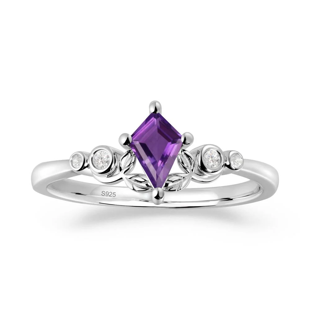 Nature Inspired Amethyst Leaf Wedding Ring - Image 5