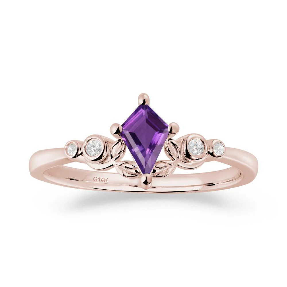 Nature Inspired Amethyst Leaf Wedding Ring - Image 9