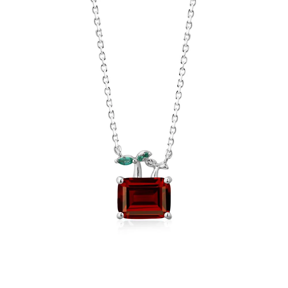 Nature Inspired Garnet and Emerald Pendant Necklace - Image 6