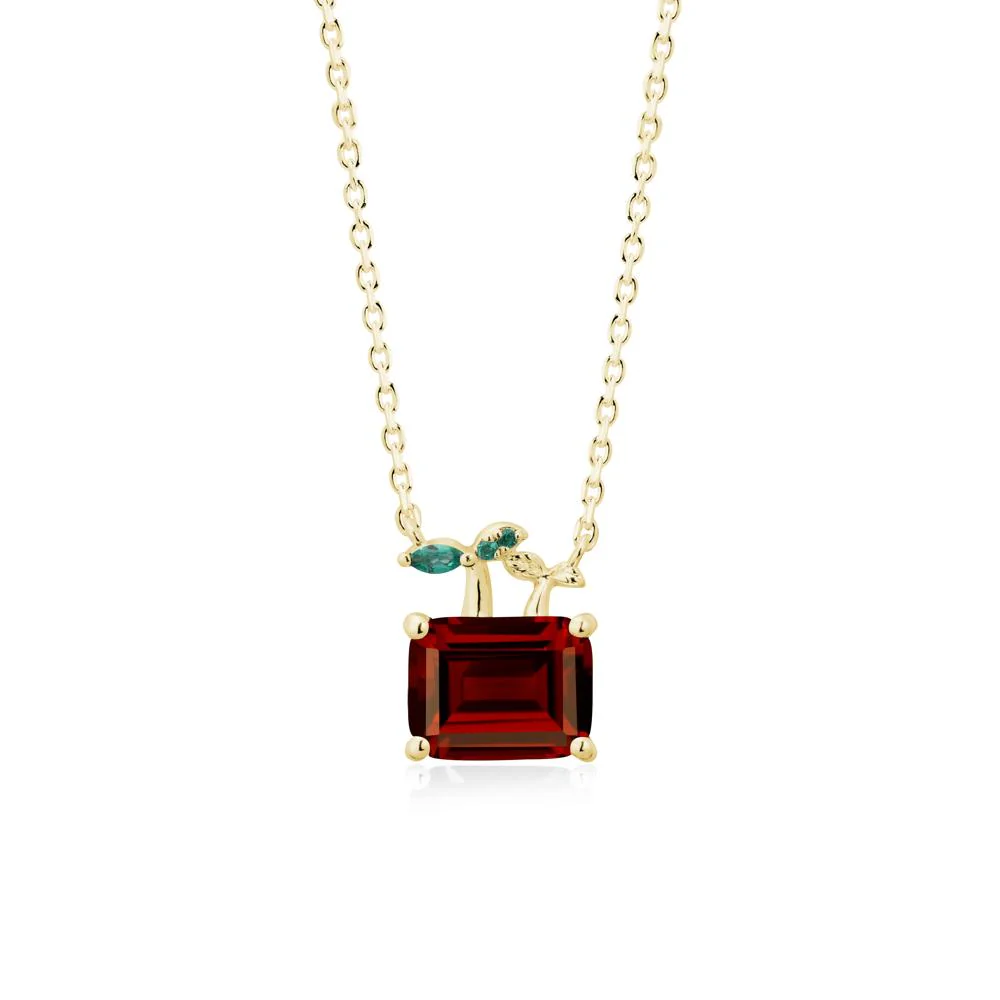 Nature Inspired Garnet and Emerald Pendant Necklace - Image 7