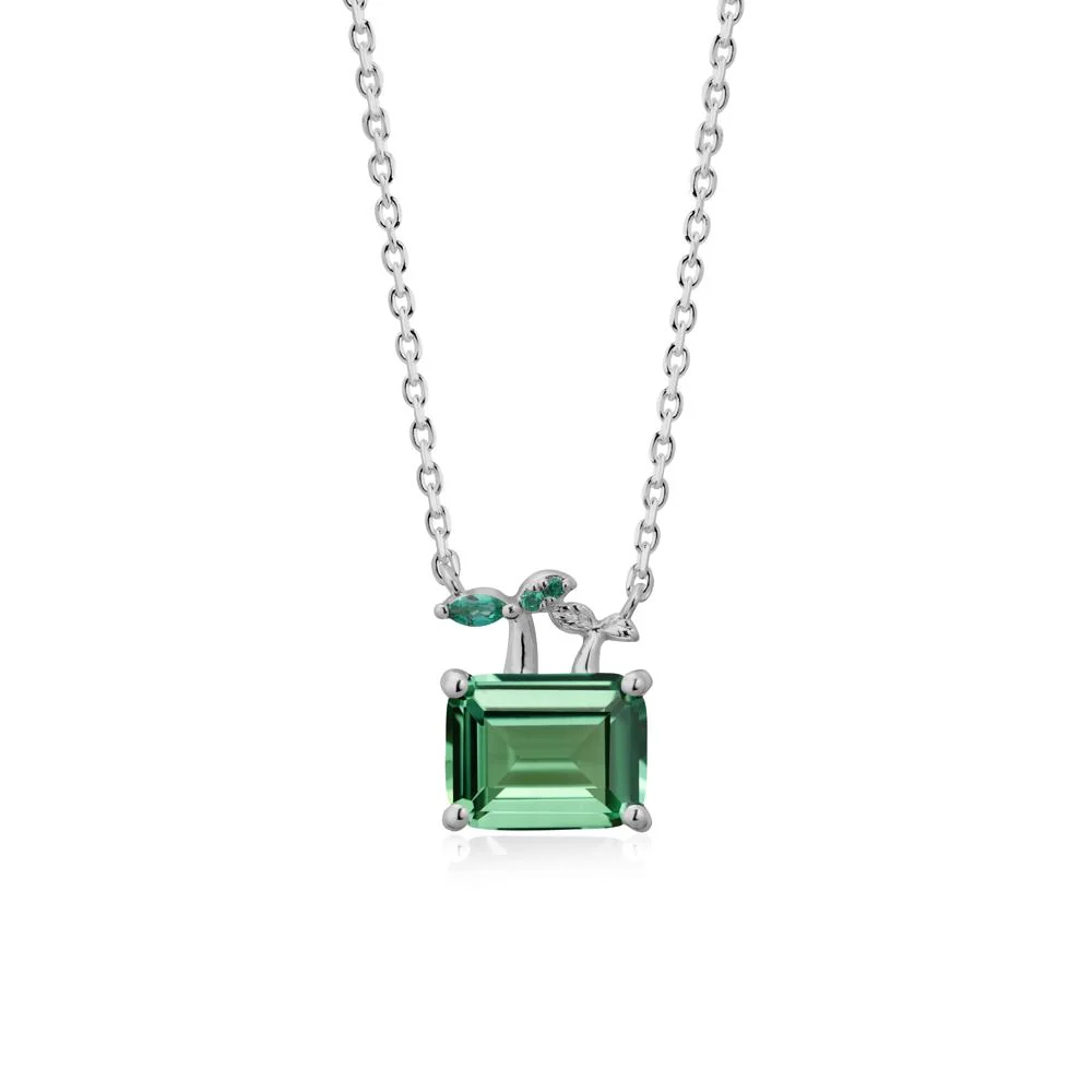 Nature Inspired Green Sapphire and Emerald Pendant Necklace