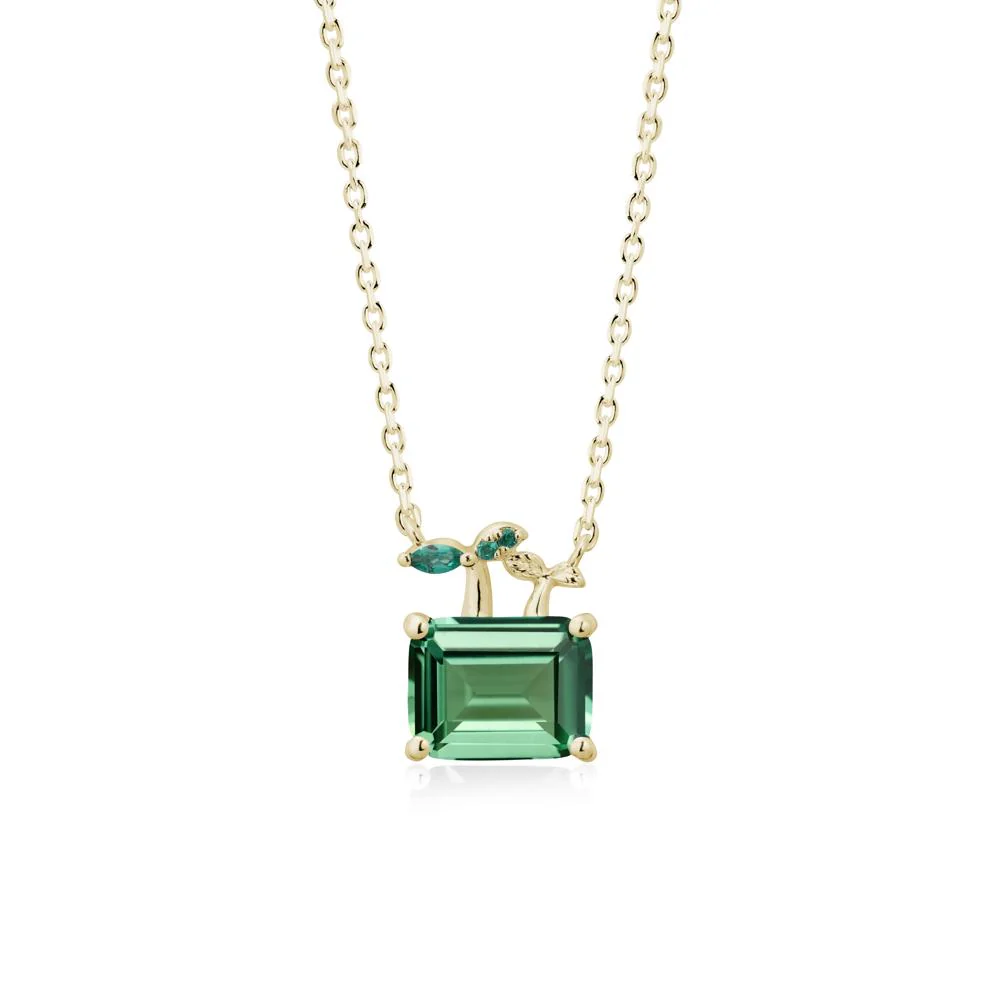 Nature Inspired Green Sapphire and Emerald Pendant Necklace - Image 4
