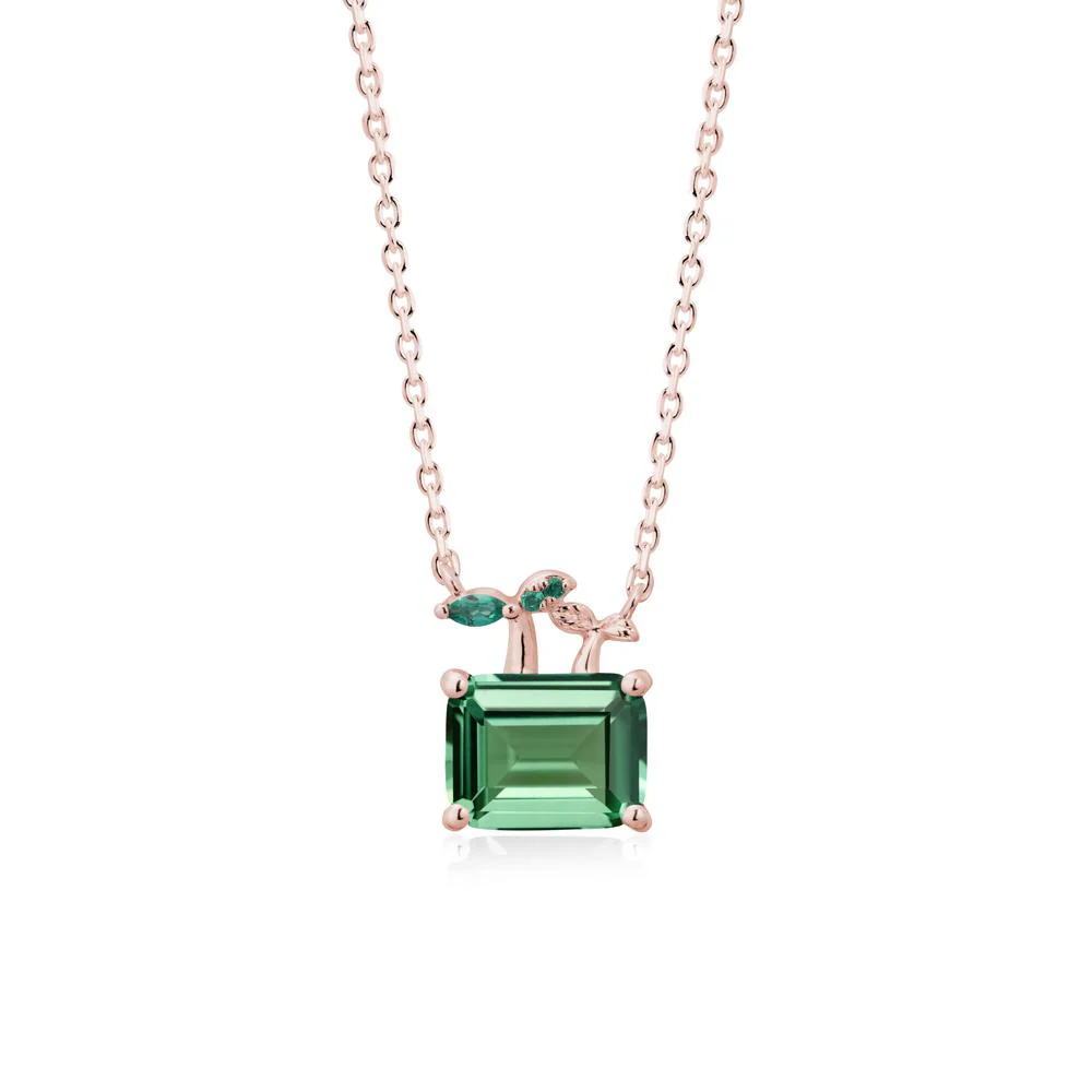 Nature Inspired Green Sapphire and Emerald Pendant Necklace - Image 5