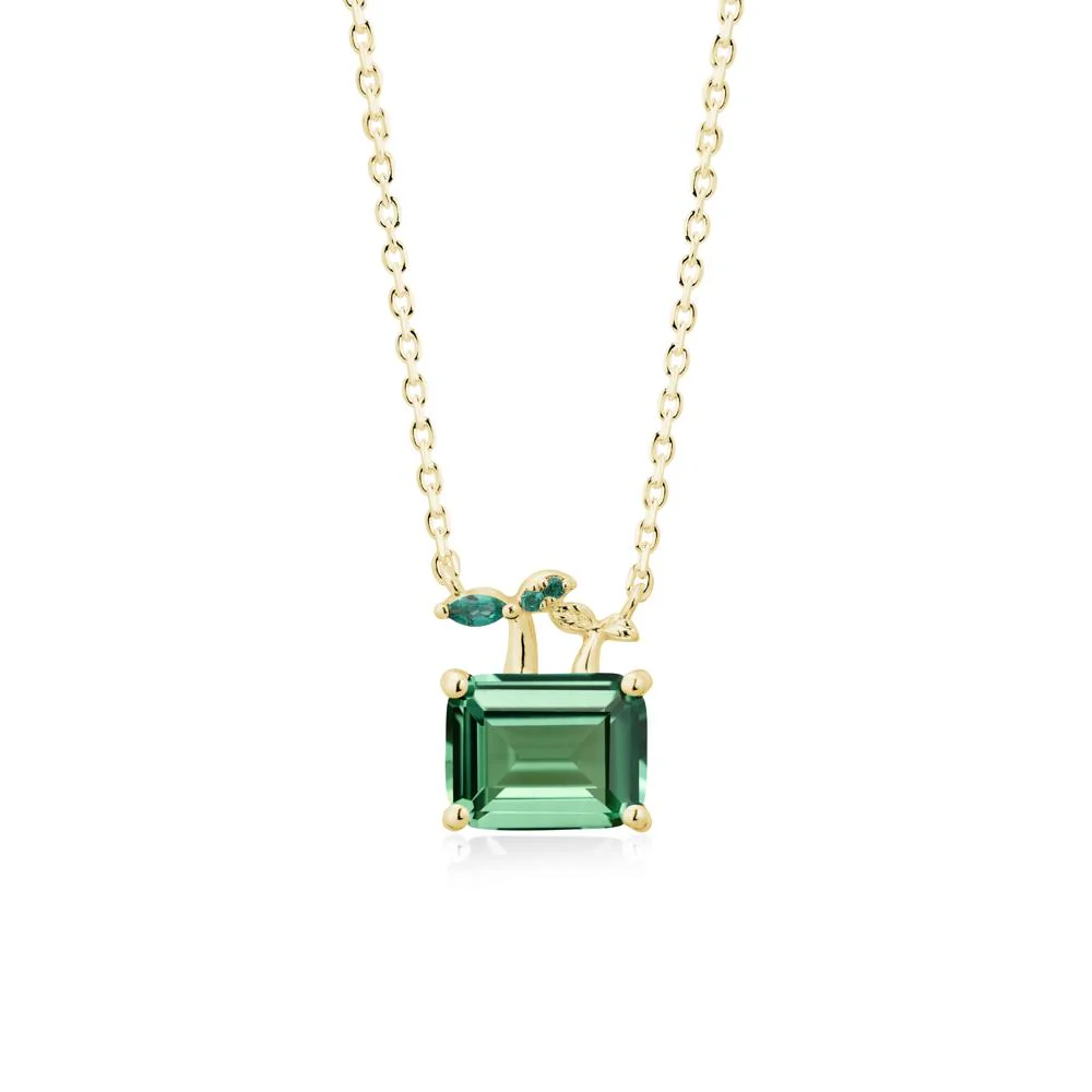 Nature Inspired Green Sapphire and Emerald Pendant Necklace - Image 7