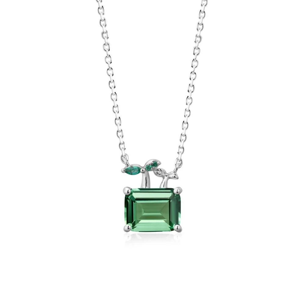 Nature Inspired Green Sapphire and Emerald Pendant Necklace - Image 9