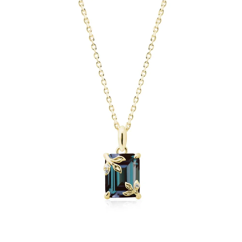 Nature-Inspired Leaf Emerald Cut Alexandrite Neclace - Image 6