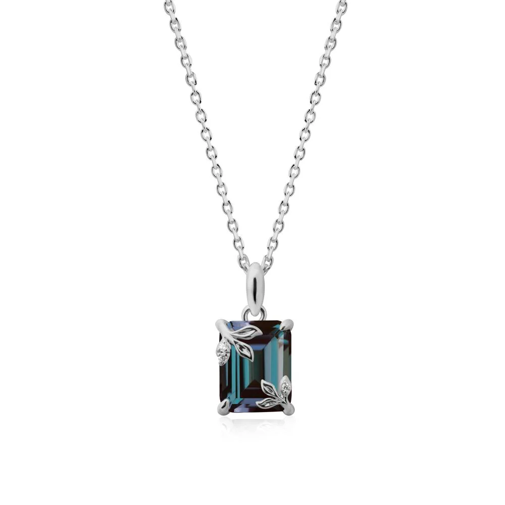 Nature-Inspired Leaf Emerald Cut Alexandrite Neclace - Image 8