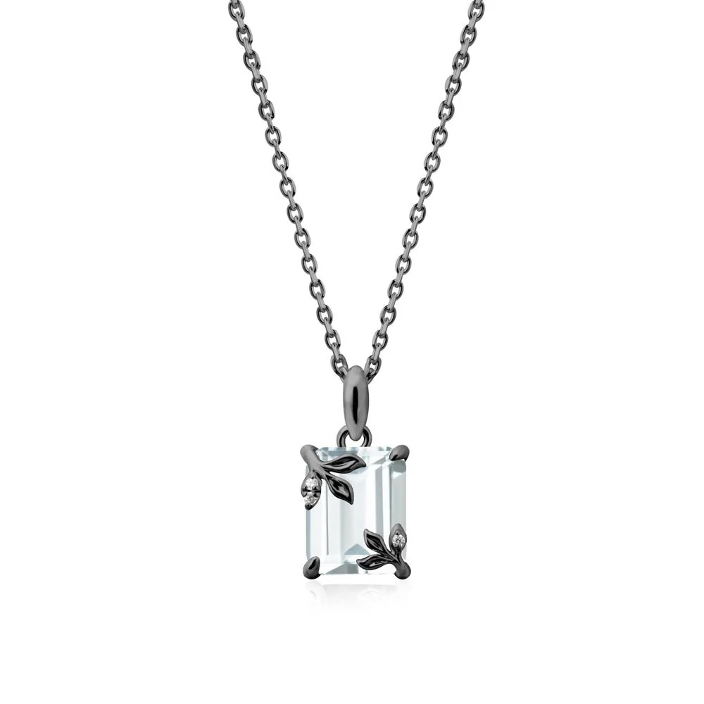 Nature-Inspired Leaf Emerald Cut Aquamarine Neclace - Image 7