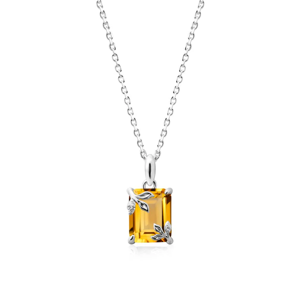 Nature-Inspired Leaf Emerald Cut Citrine Neclace - Image 3