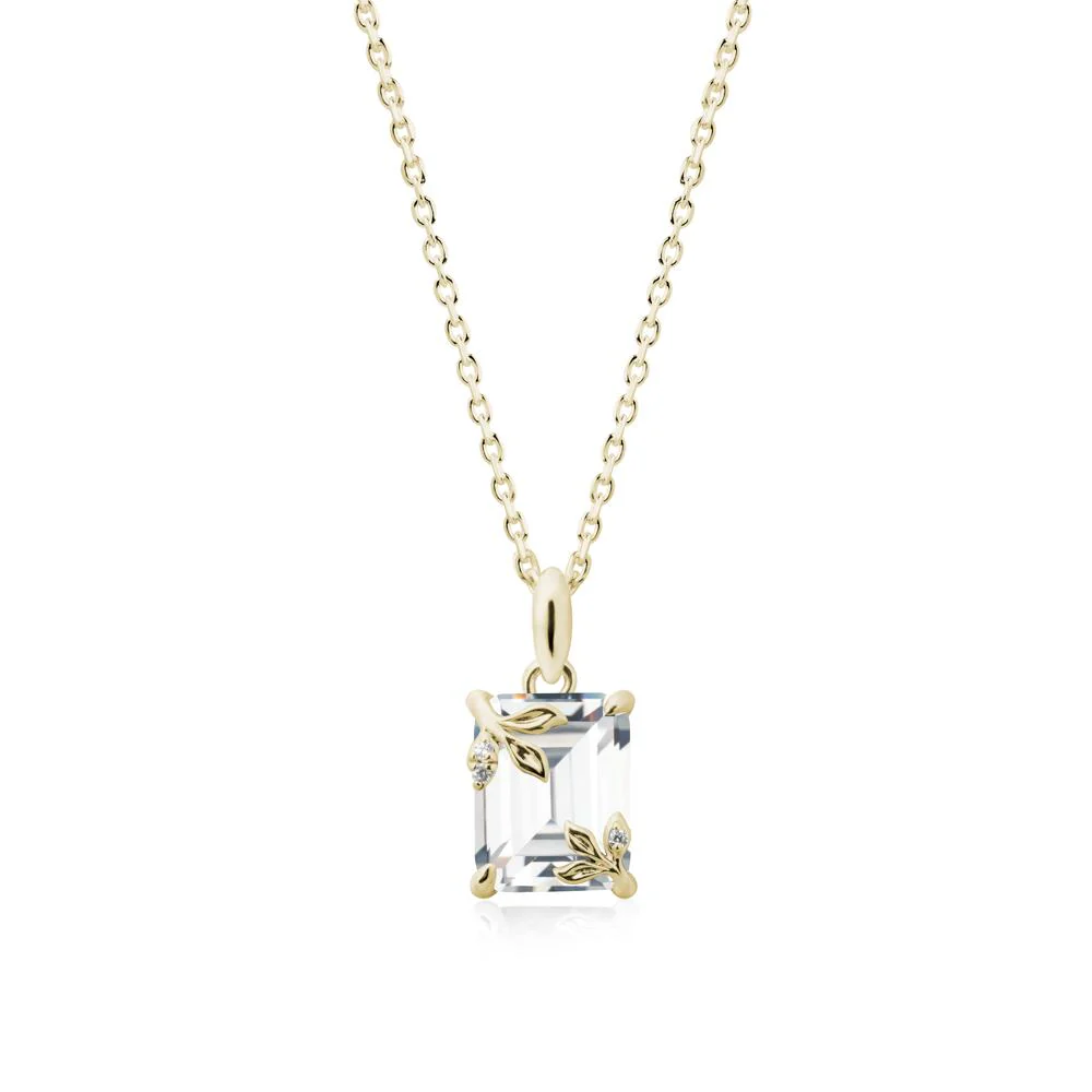 Nature-Inspired Leaf Emerald Cut Cubic Zirconia Pendant - Image 3