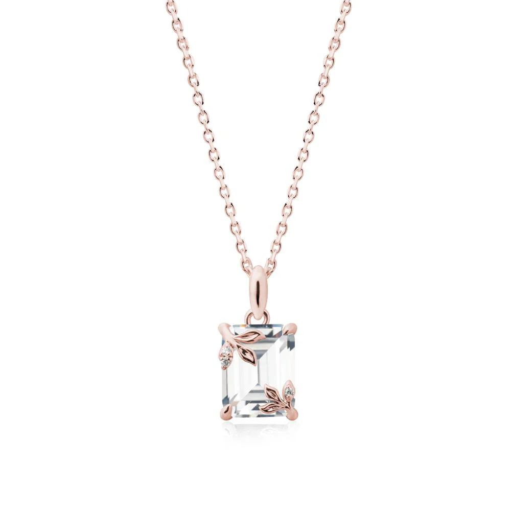 Nature-Inspired Leaf Emerald Cut Cubic Zirconia Pendant - Image 4