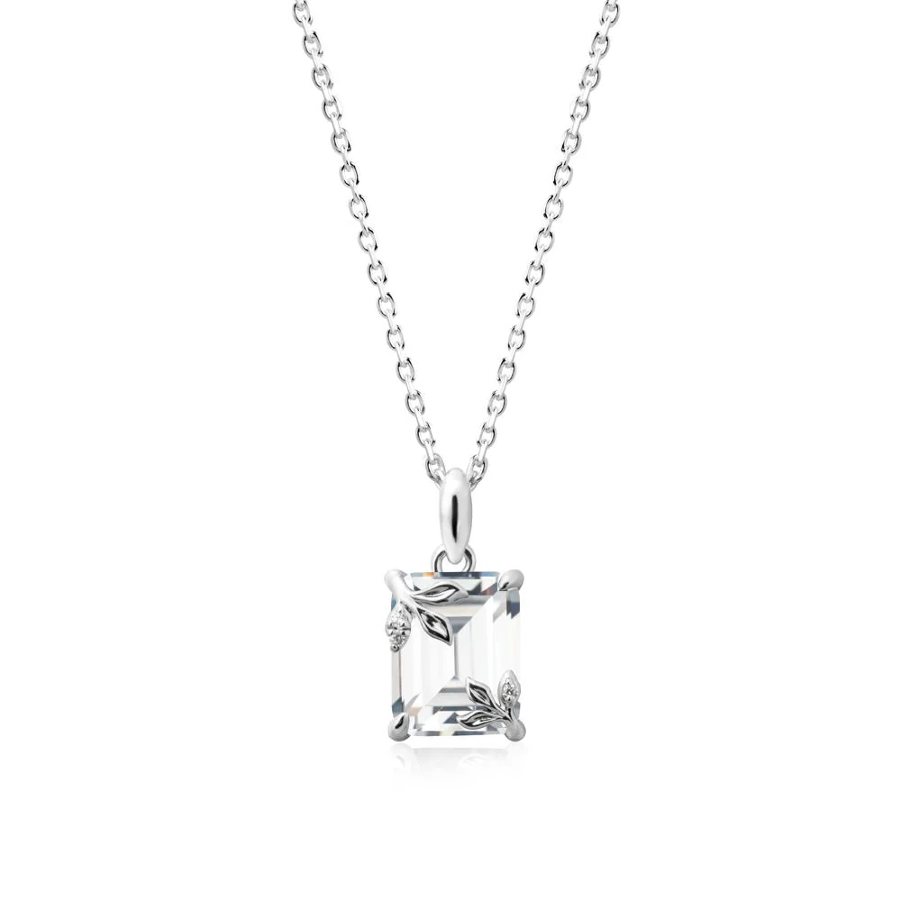 Nature-Inspired Leaf Emerald Cut Cubic Zirconia Pendant - Image 5
