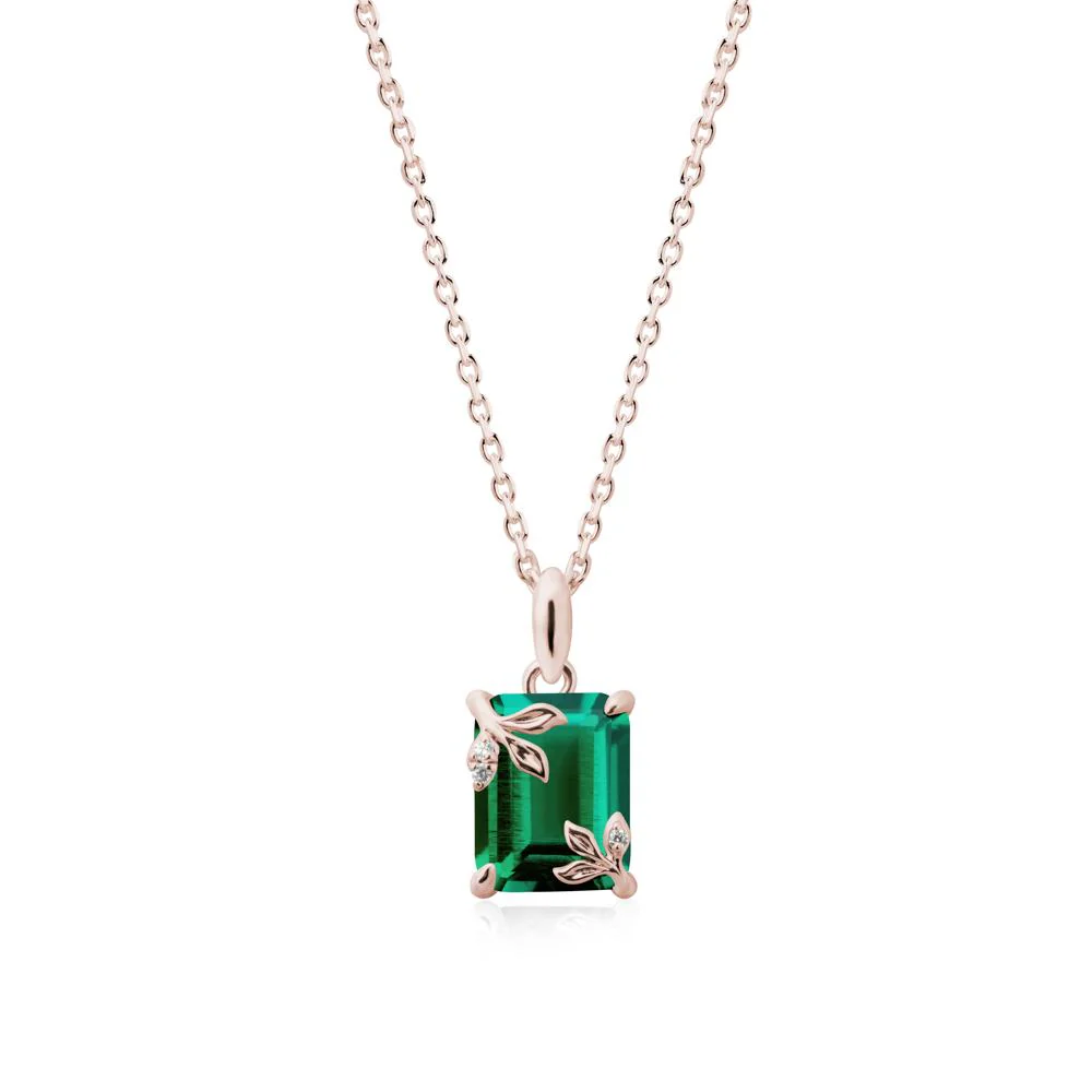 Nature-Inspired Leaf Emerald Cut Emerald Neclace - Image 2