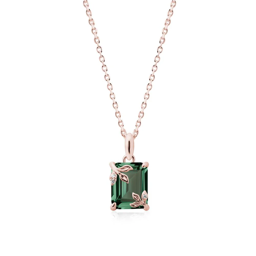 Nature-Inspired Leaf Emerald Cut Green Sapphire Pendant - Image 4