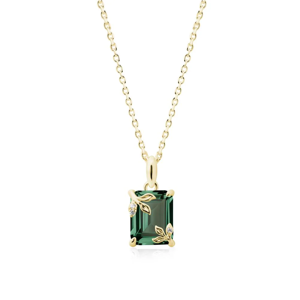 Nature-Inspired Leaf Emerald Cut Green Sapphire Pendant - Image 6