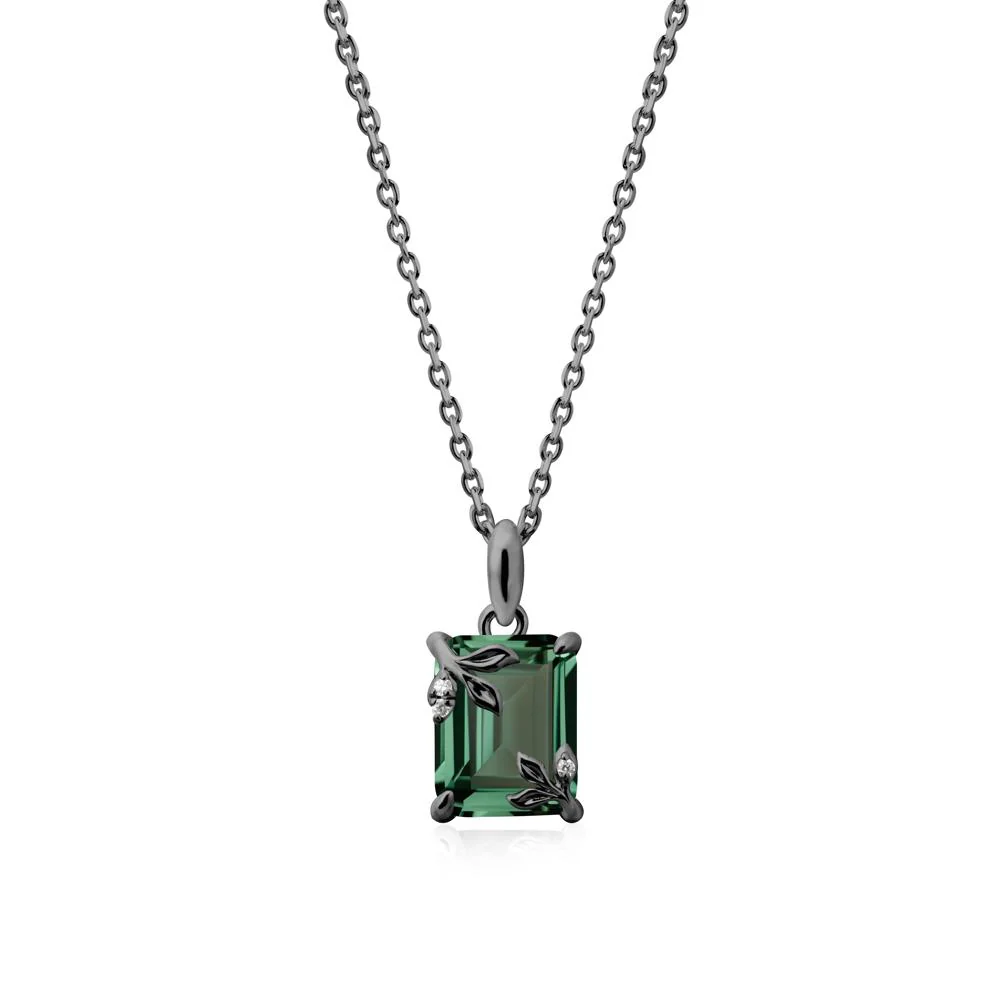 Nature-Inspired Leaf Emerald Cut Green Sapphire Pendant - Image 7