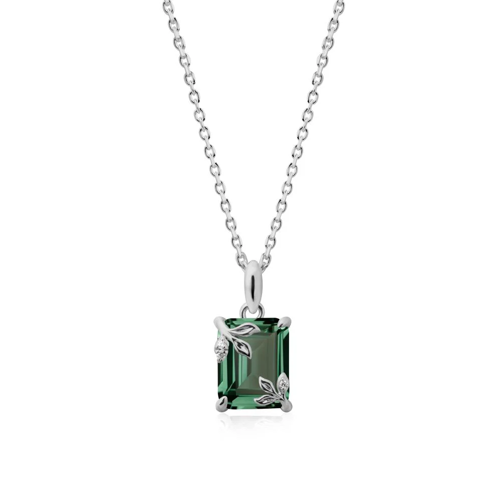 Nature-Inspired Leaf Emerald Cut Green Sapphire Pendant - Image 8