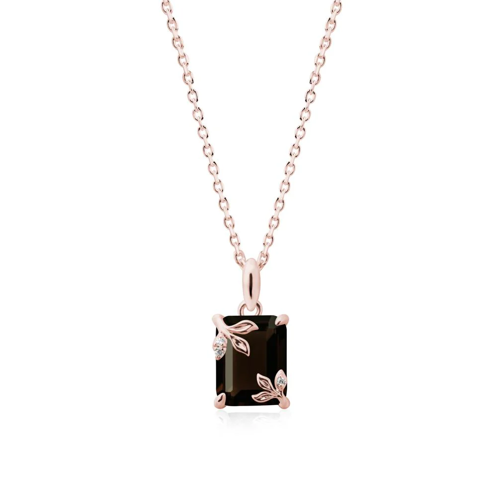 Nature-Inspired Leaf Emerald Cut Smoky Quartz Neclace - Image 5