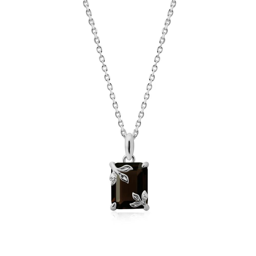 Nature-Inspired Leaf Emerald Cut Smoky Quartz Neclace - Image 8