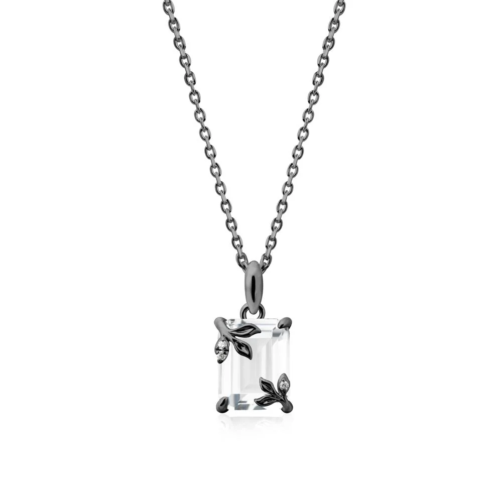 Nature-Inspired Leaf Emerald Cut White Topaz Neclace - Image 7